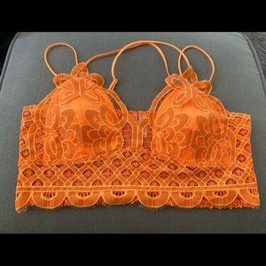 Zenana Orange Lace/Smocked Bralette